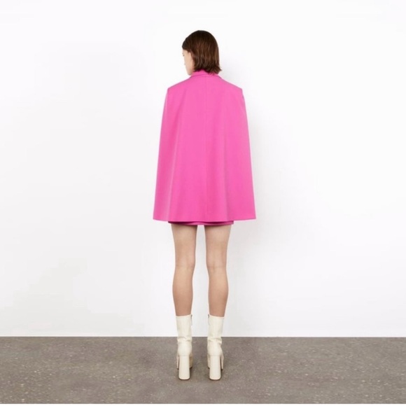 ZARA BLOGGERS FAV Bubble Gum Pink Blazer Cape Pockets Barbiecore Career Classic - Picture 4 of 6